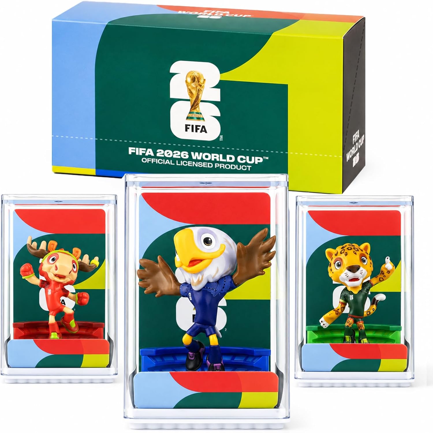 Official World Cup 2026 Merchandise Mascot Figurines Set, Limited Edition World Cup Merch Souvenirs, 3Pack Collectible Soccer Statues in Display Case, Football Fan Gift & World Cup Memorabilia (6cm-B)