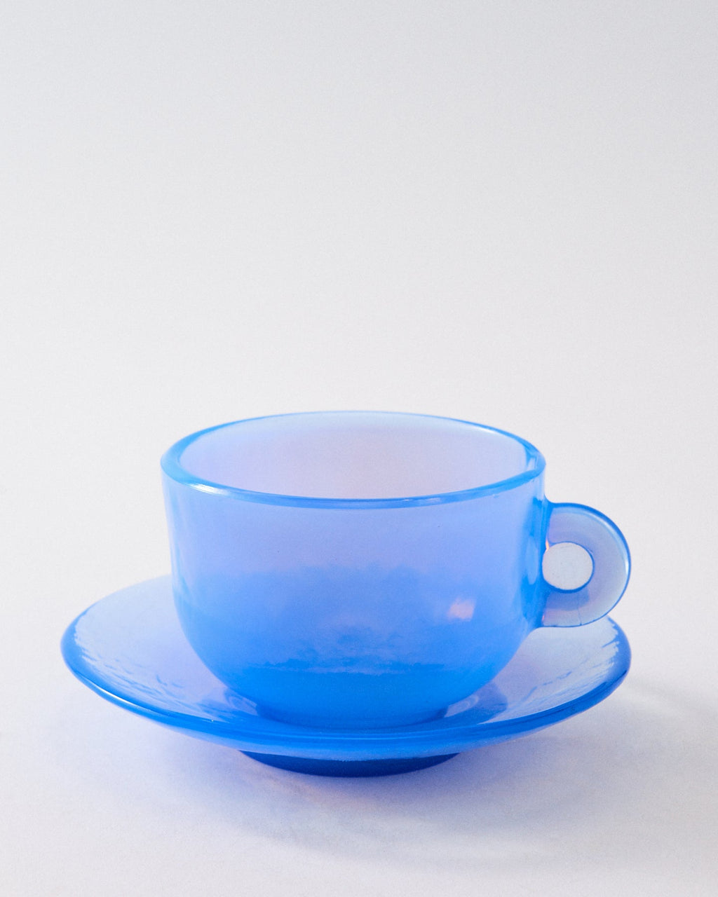 Murano Opalescent Periwinkle Blue Glass Cappuccino Cup & Saucer