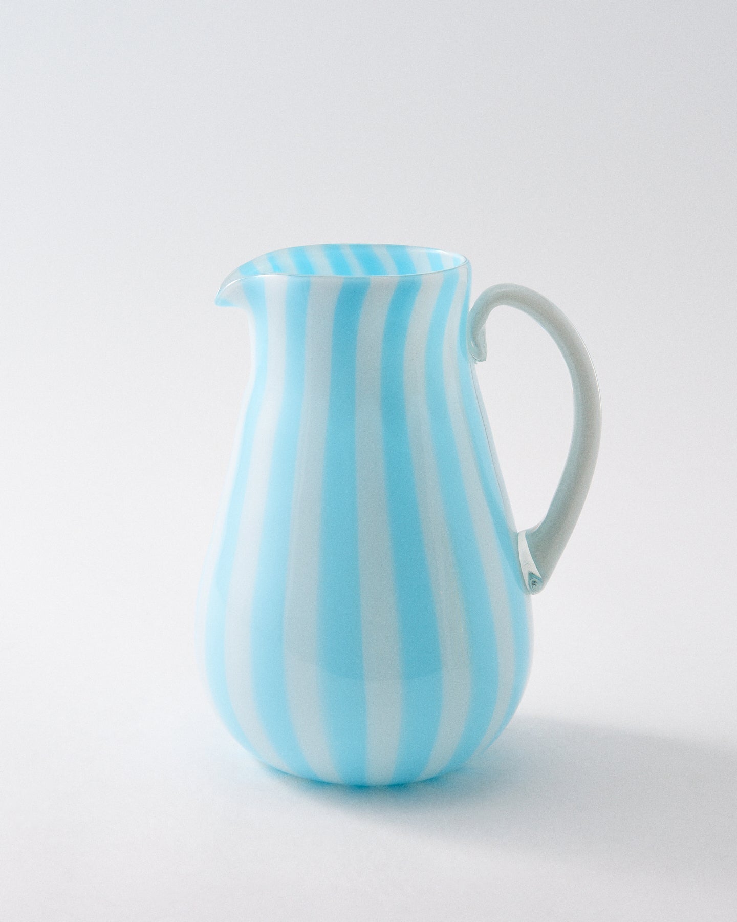 Light Blue Candy Stripe Murano Glass Pitcher