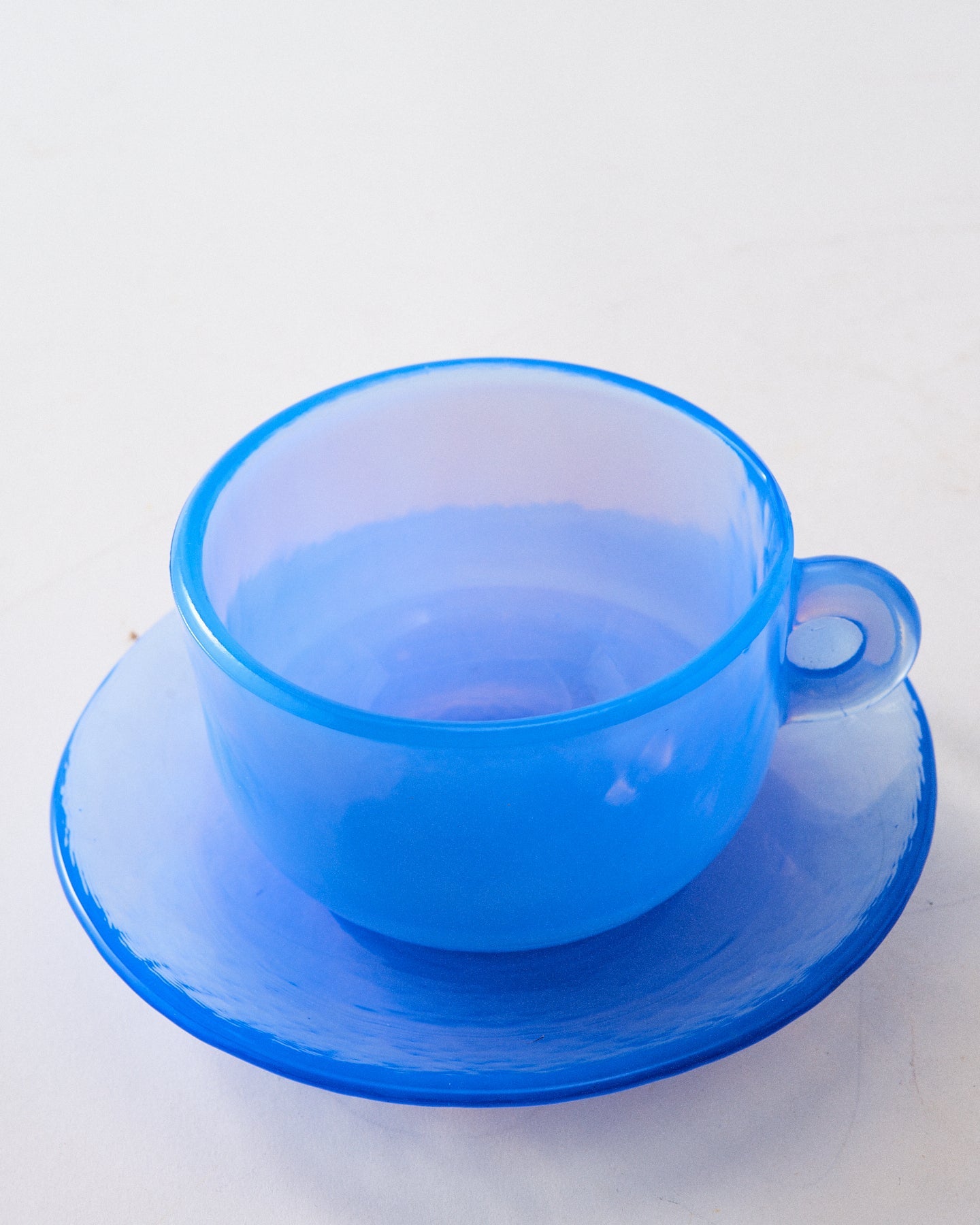 Murano Opalescent Periwinkle Blue Glass Cappuccino Cup & Saucer