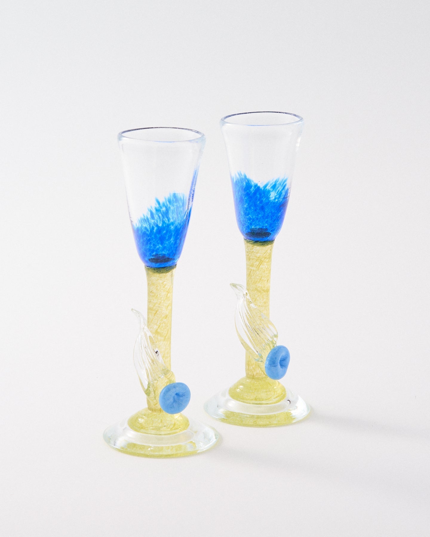 Artist Glass Flower Petite Champagne Glass Set of Two