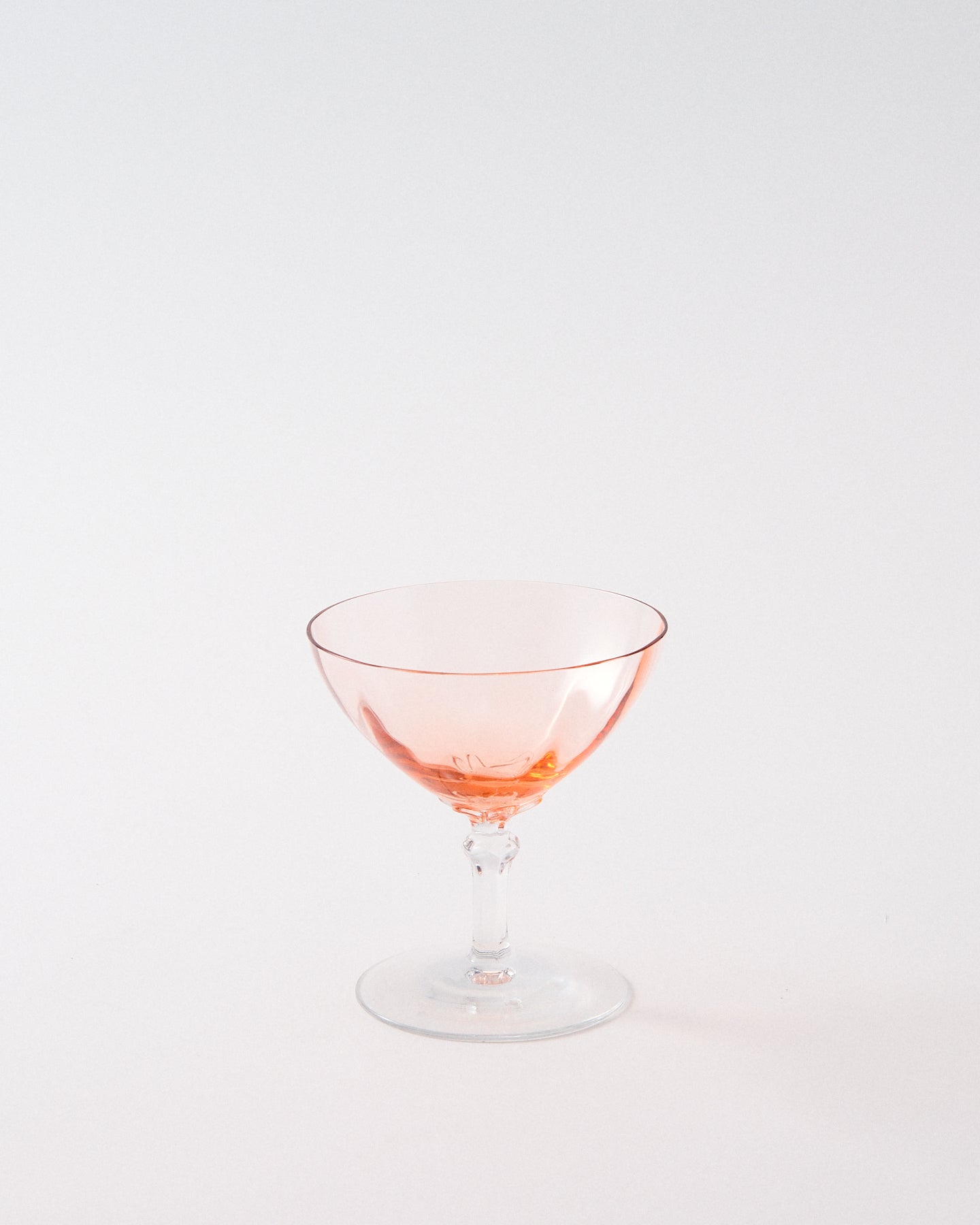 1940s Rose Sherbet Ripple Low Faceted Stem Cocktail Glass