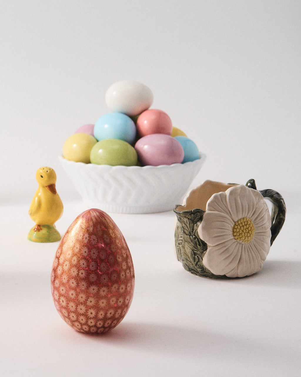 1980s Italian Hand Painted Easter Egg Basket
