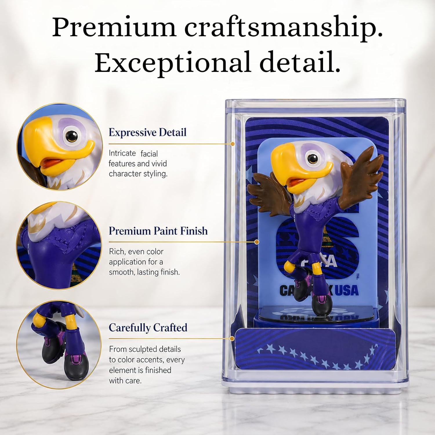 Official World Cup 2026 Merchandise Mascot Figurines Set, Limited Edition World Cup Merch Souvenirs, 3Pack Collectible Soccer Statues in Display Case, Football Fan Gift & World Cup Memorabilia (6cm-B)
