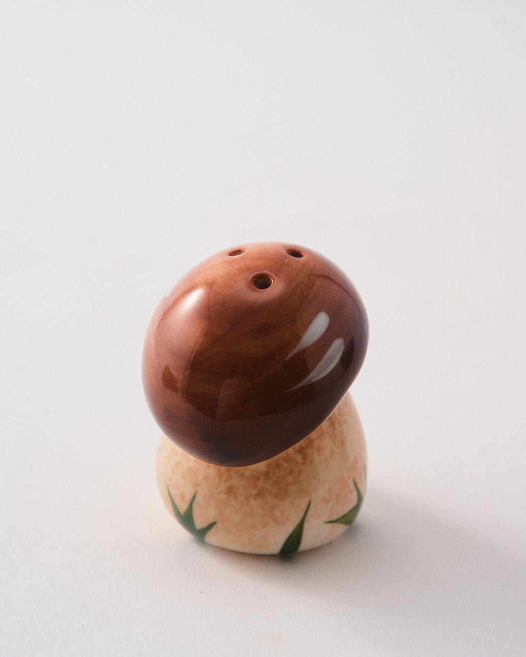 Italian Hand Painted Brown Mushroom Salt & Pepper Shaker Set