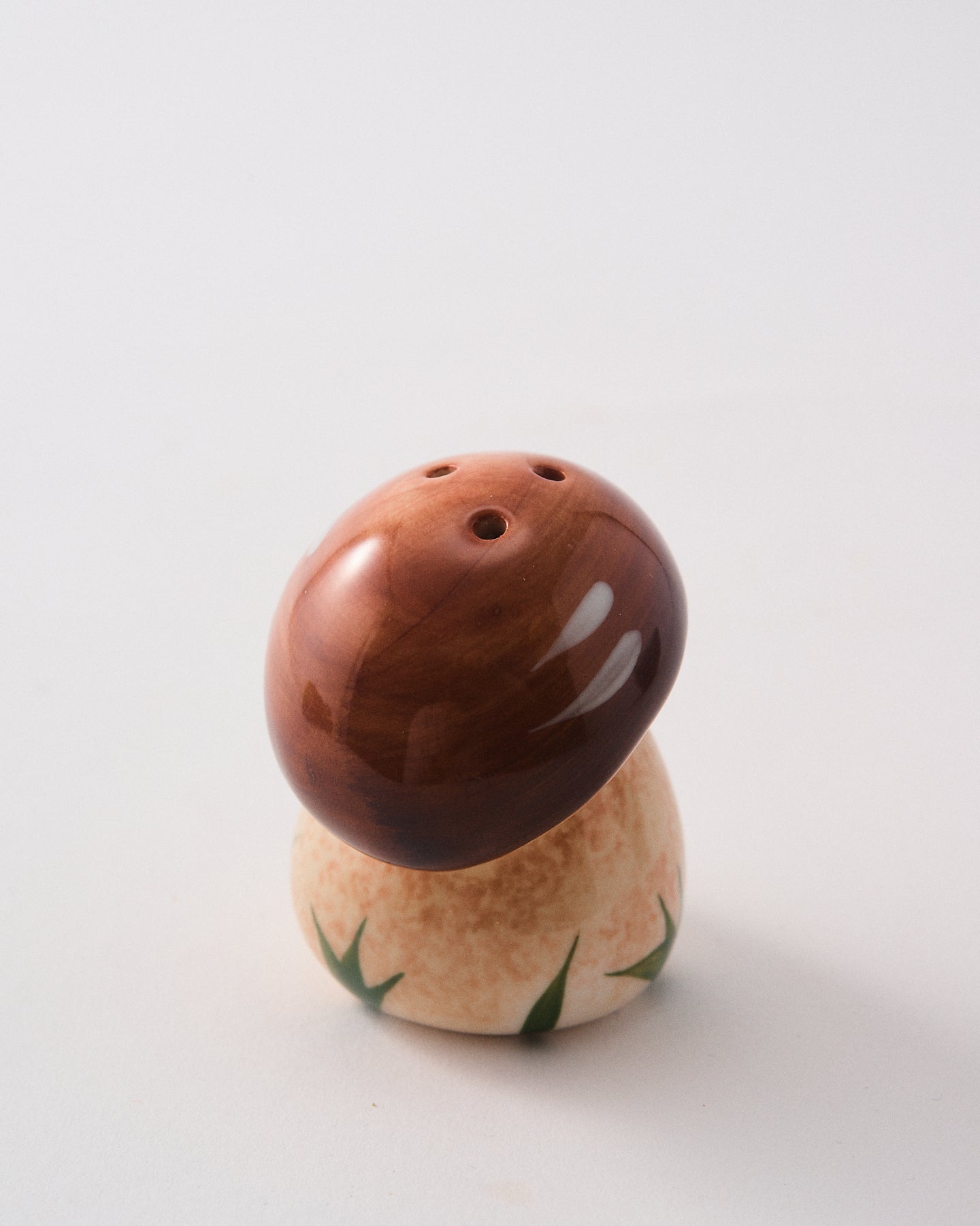 Italian Hand Painted Brown Mushroom Salt & Pepper Shaker Set