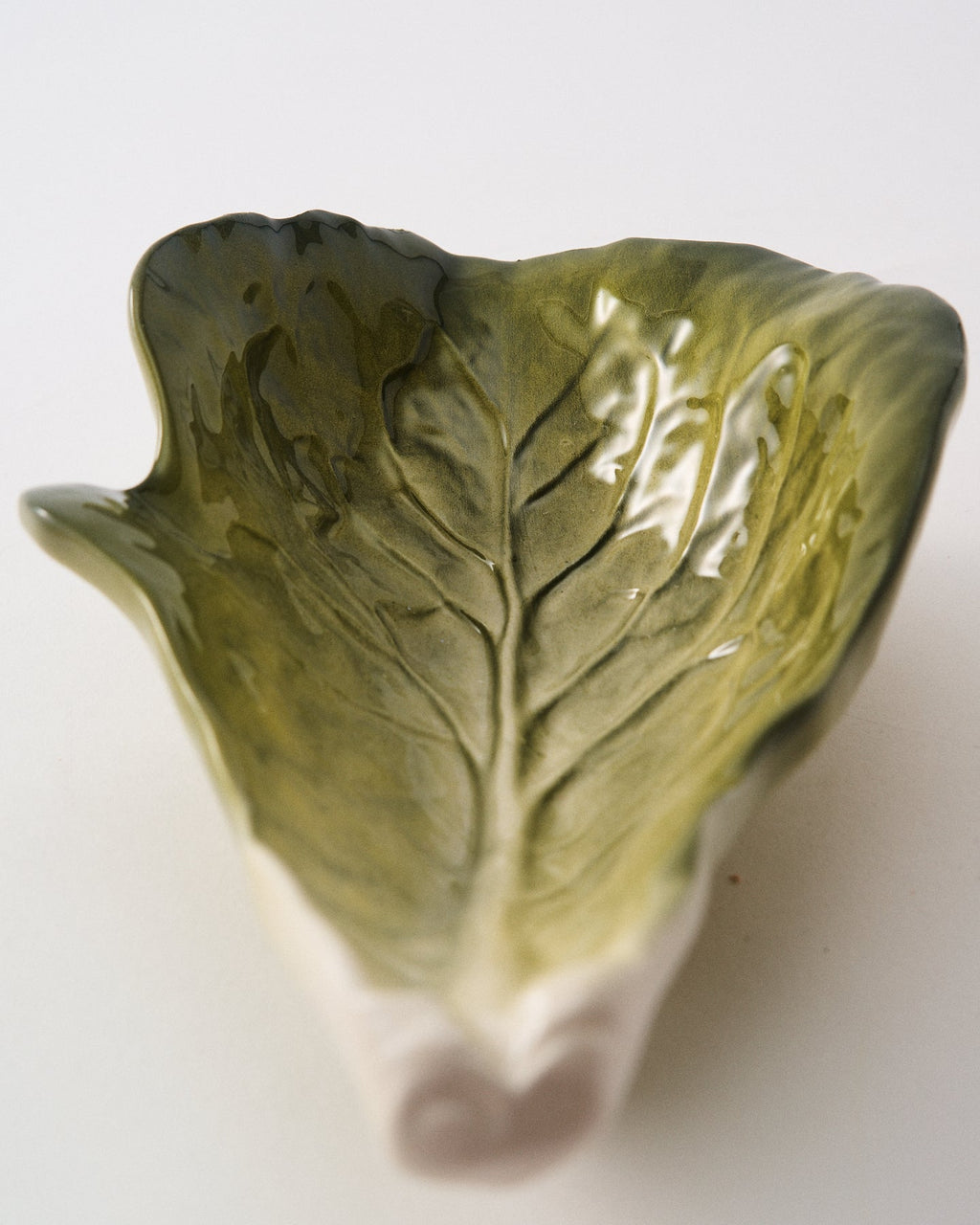 Italian Hand Painted Green Leaf Bowl